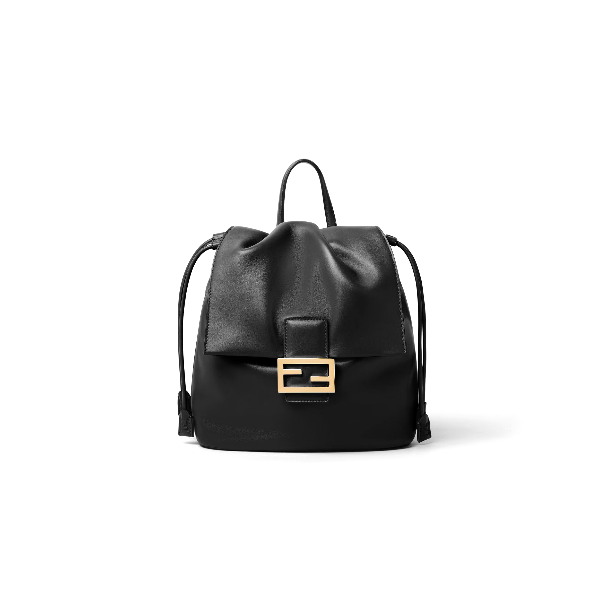 FENDI BLACK LEATHER BACKPACK 8BZ057AYJ1F0KUR (26*23*12cm)